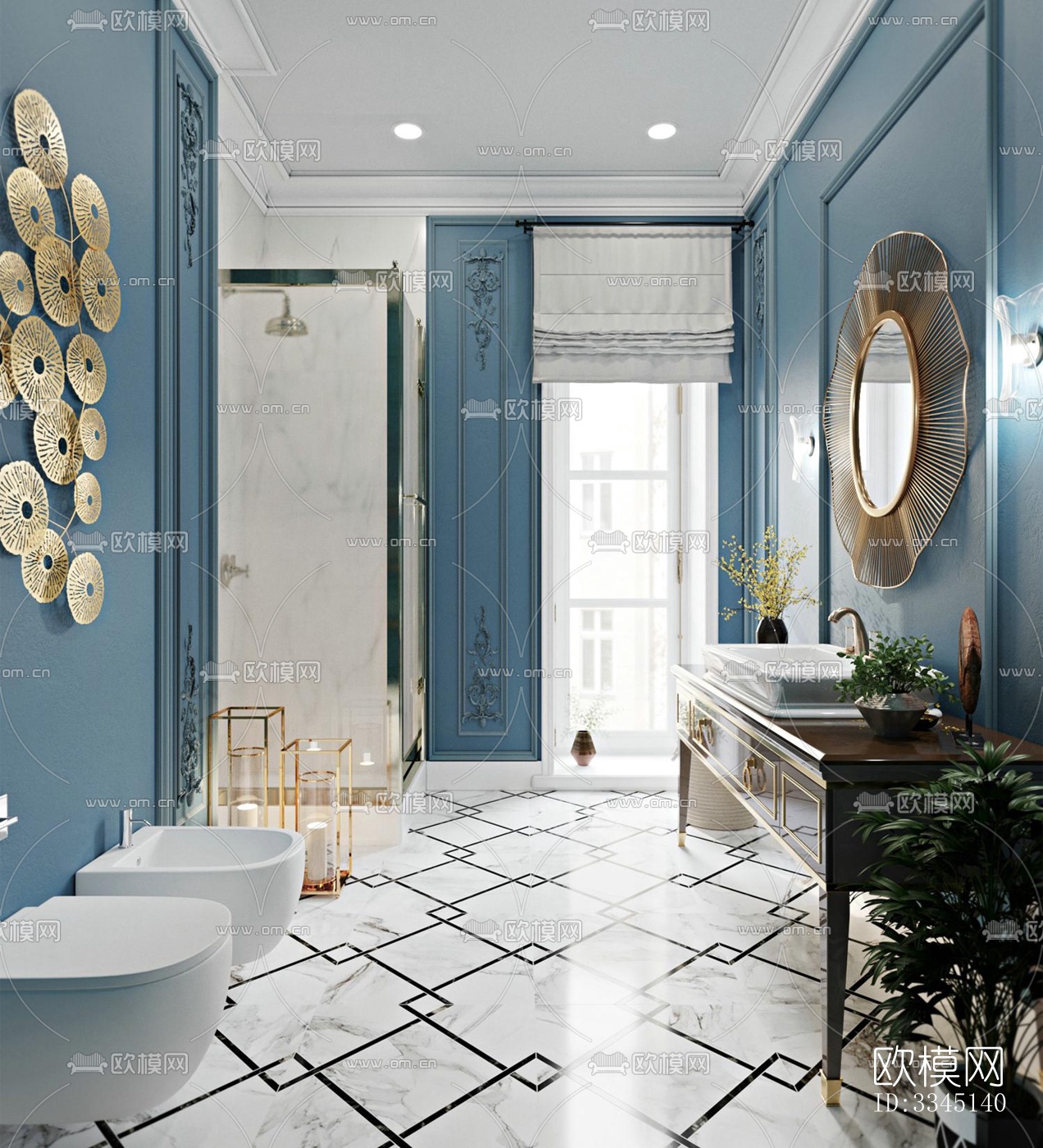 现代卫生间效果图下载（渲染图12）