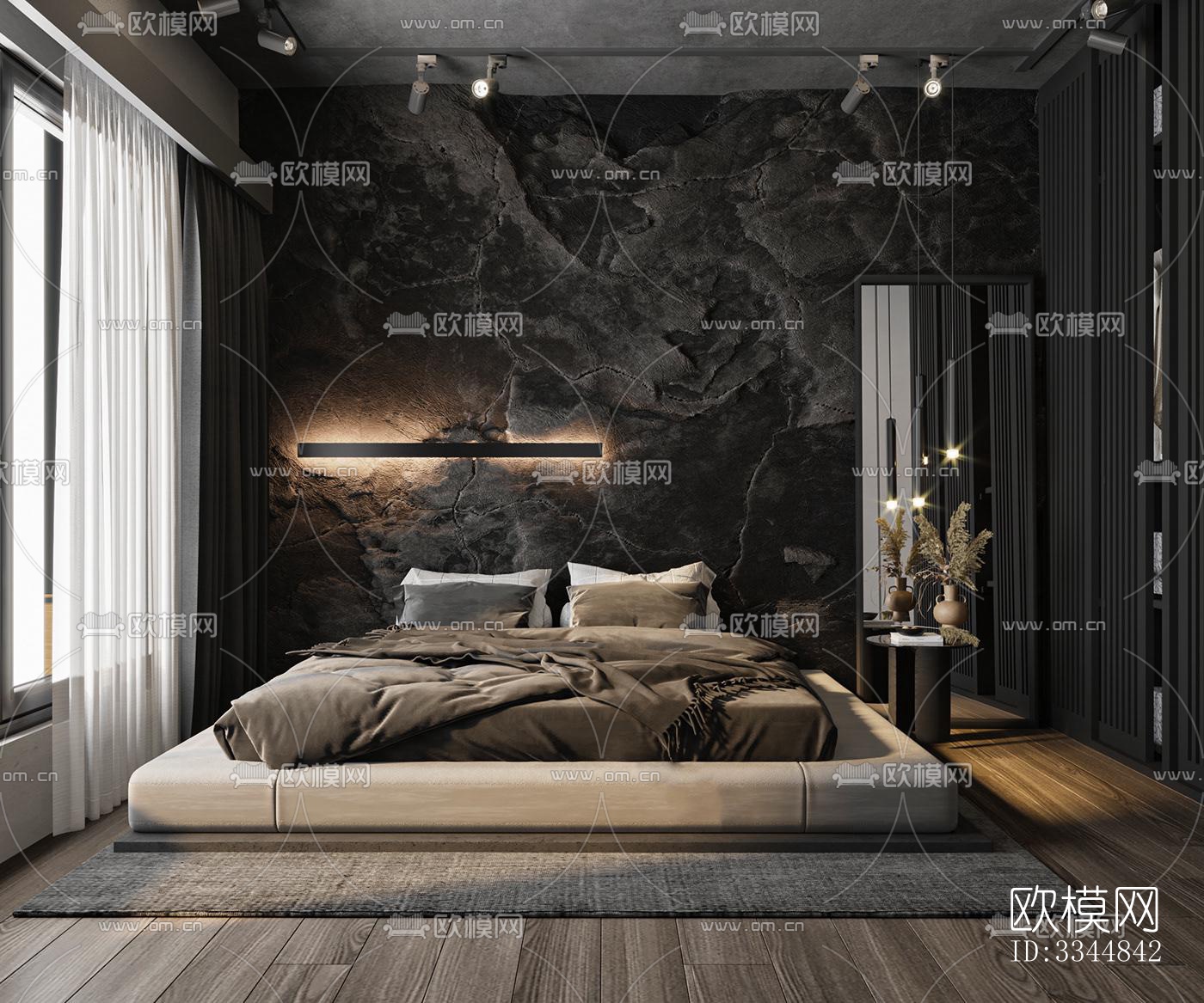 现代卧室效果图下载（渲染图3）