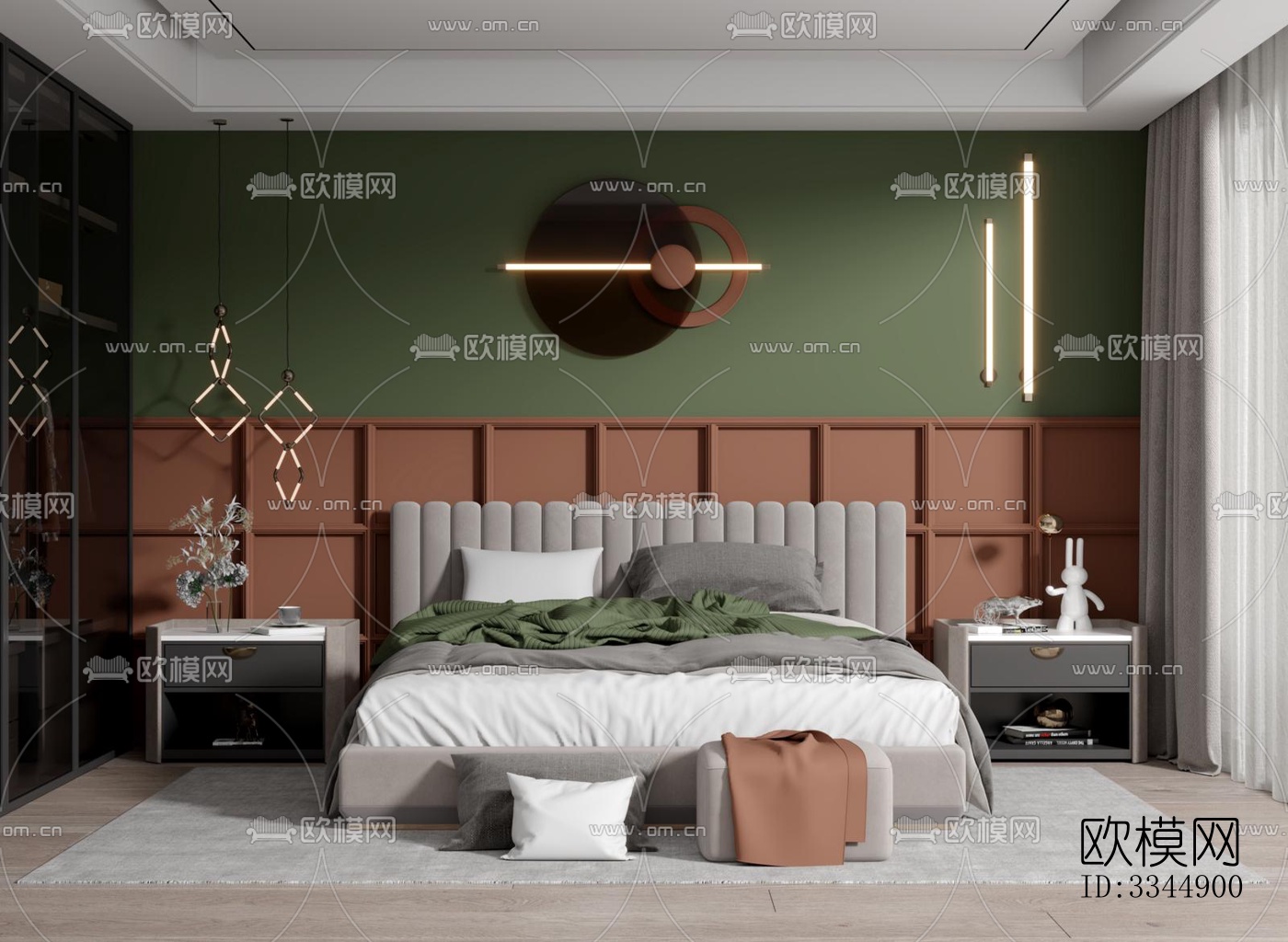 现代卧室效果图下载（渲染图6）