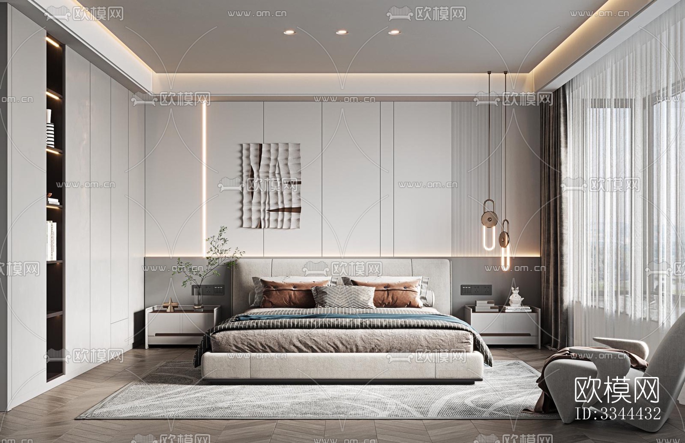现代卧室效果图下载（渲染图16）