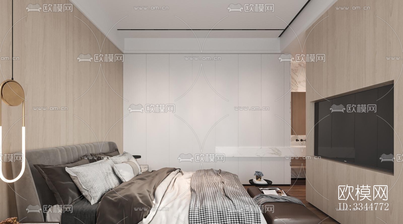 现代卧室效果图下载（渲染图4）