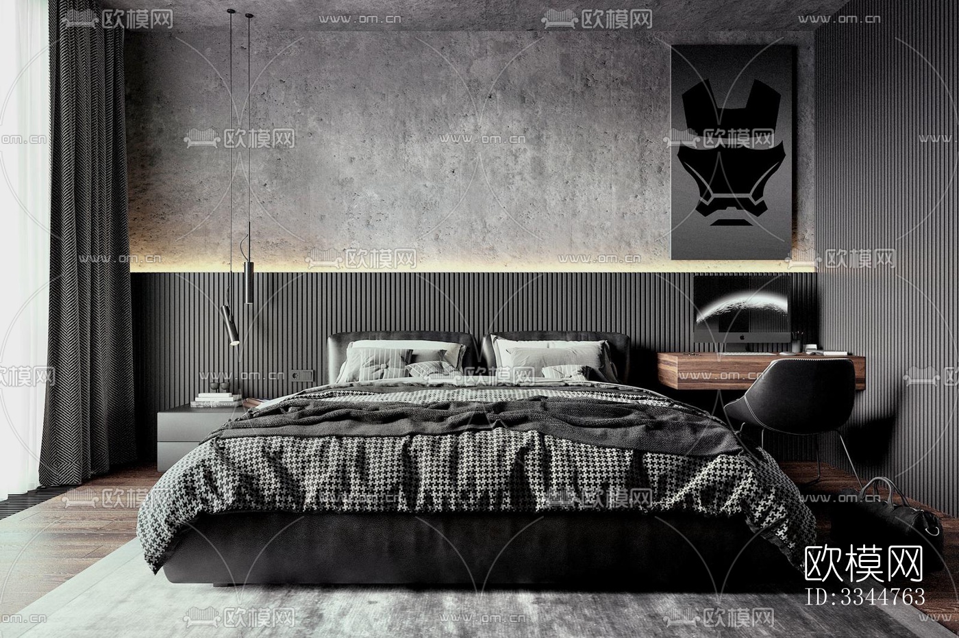 现代卧室效果图下载（渲染图4）