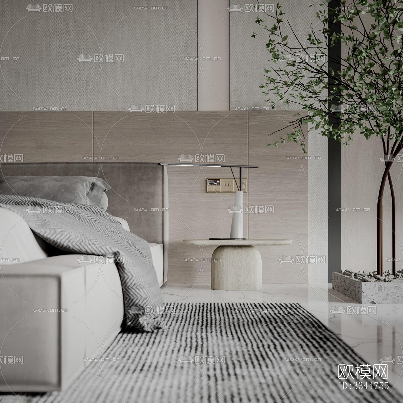现代卧室效果图下载（渲染图6）