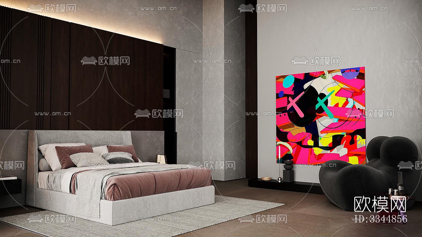 现代卧室效果图下载（渲染图7）