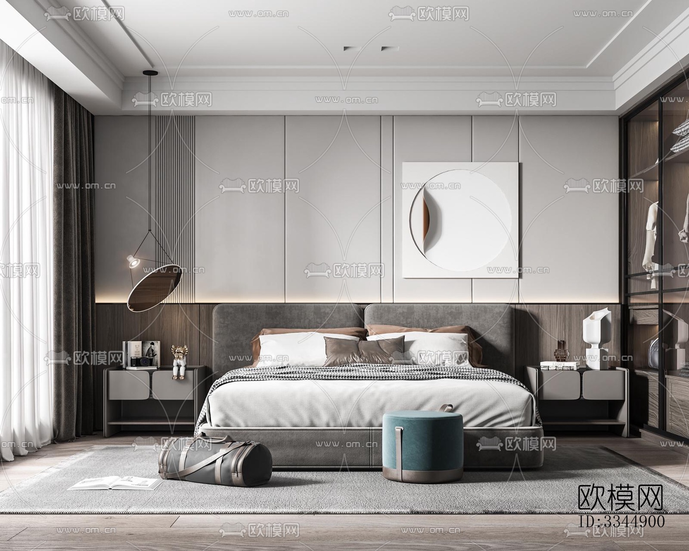 现代卧室效果图下载（渲染图13）