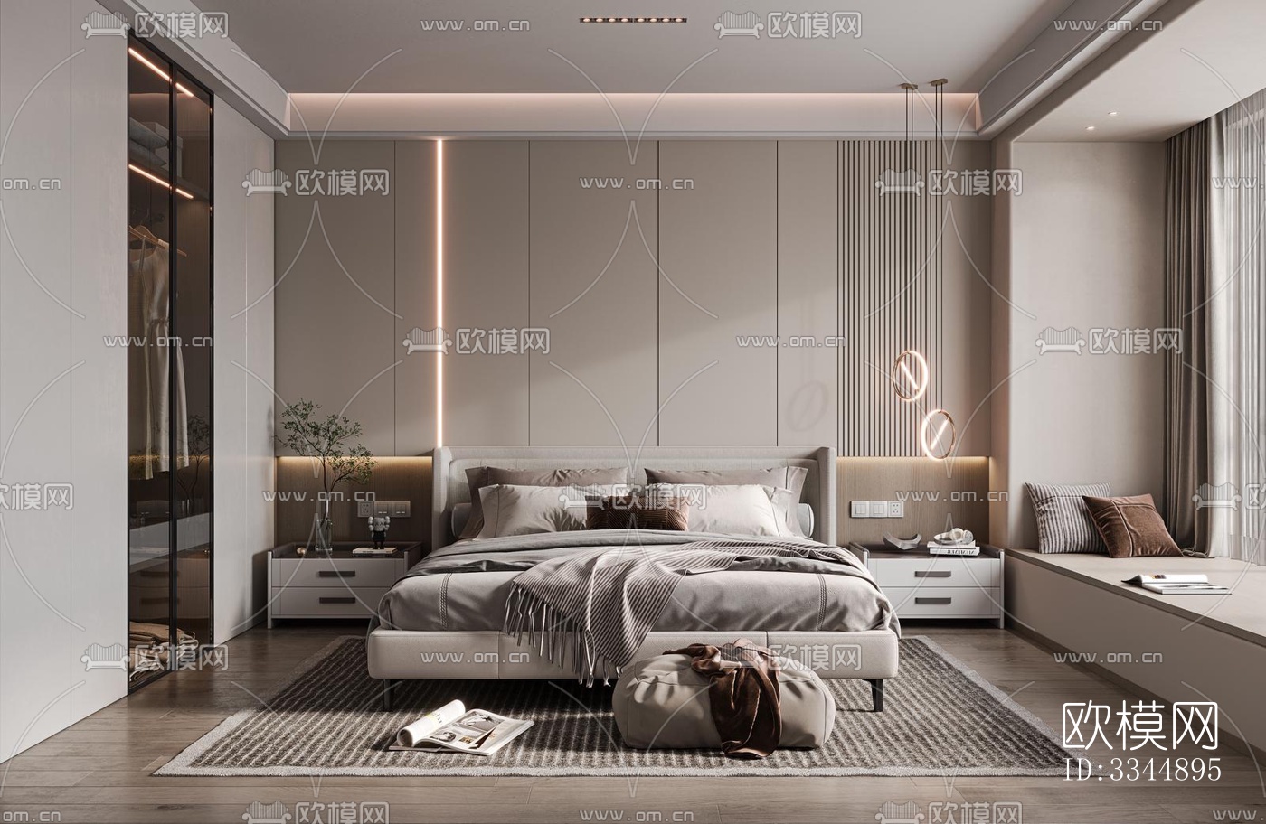 现代卧室效果图下载（渲染图6）