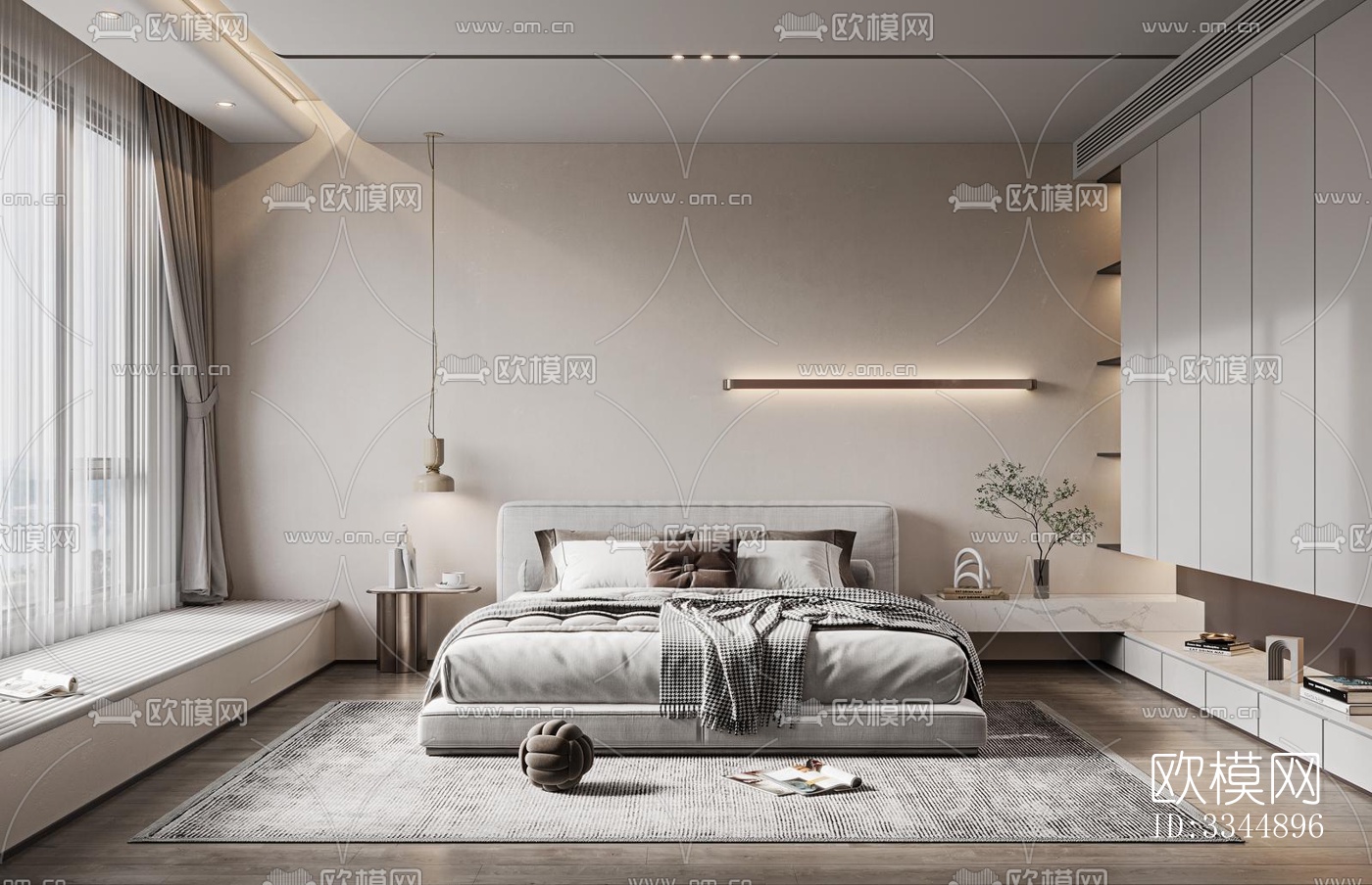现代卧室效果图下载（渲染图4）