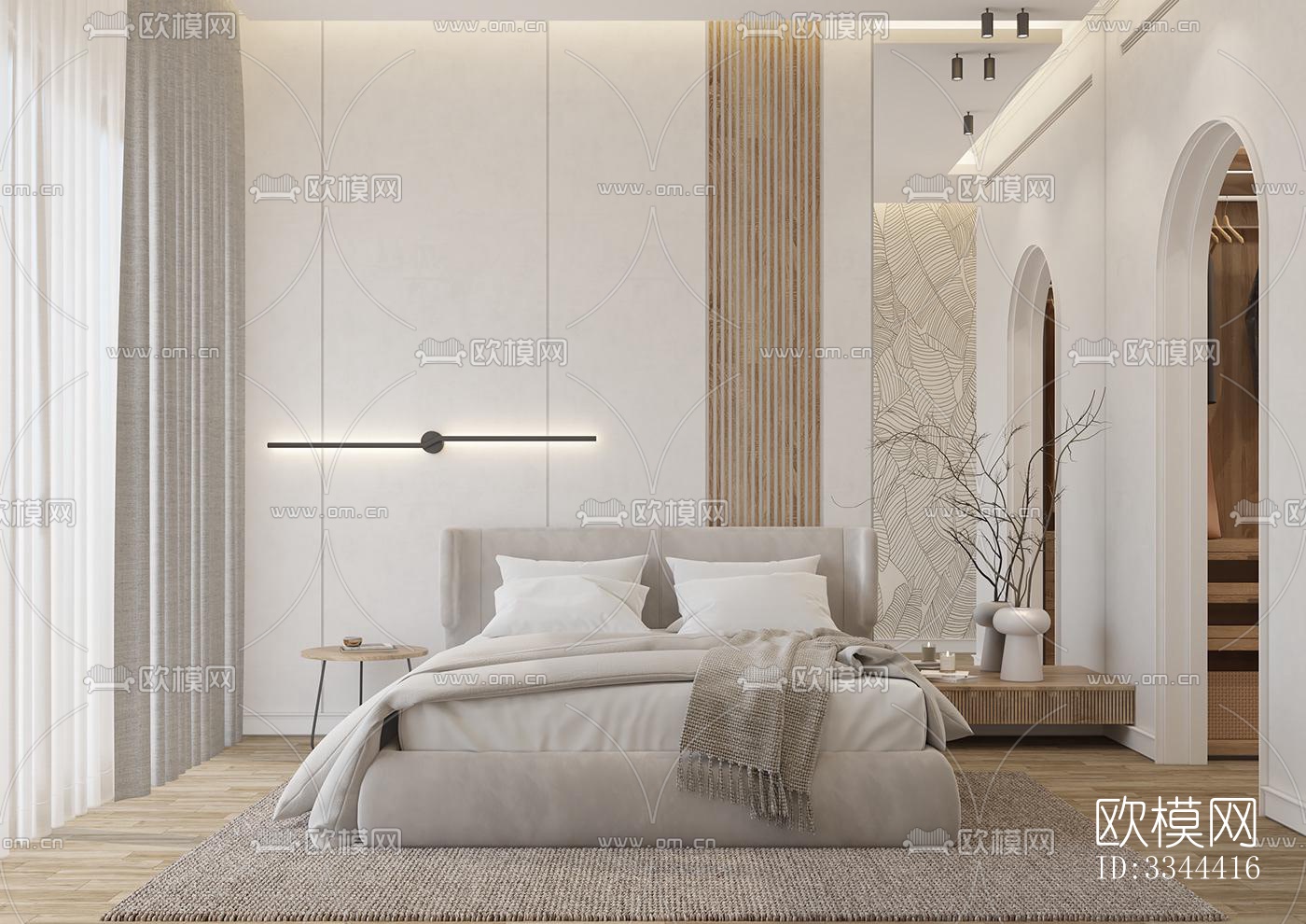 现代卧室效果图下载（渲染图2）