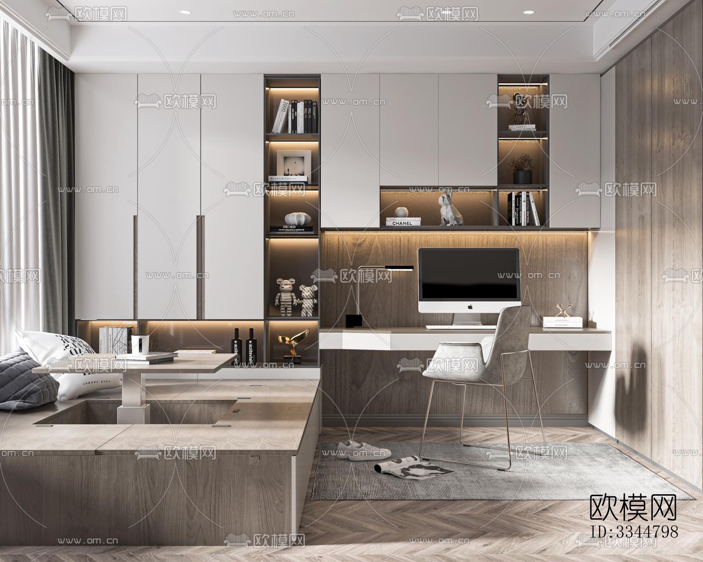 现代卧室效果图下载（渲染图3）