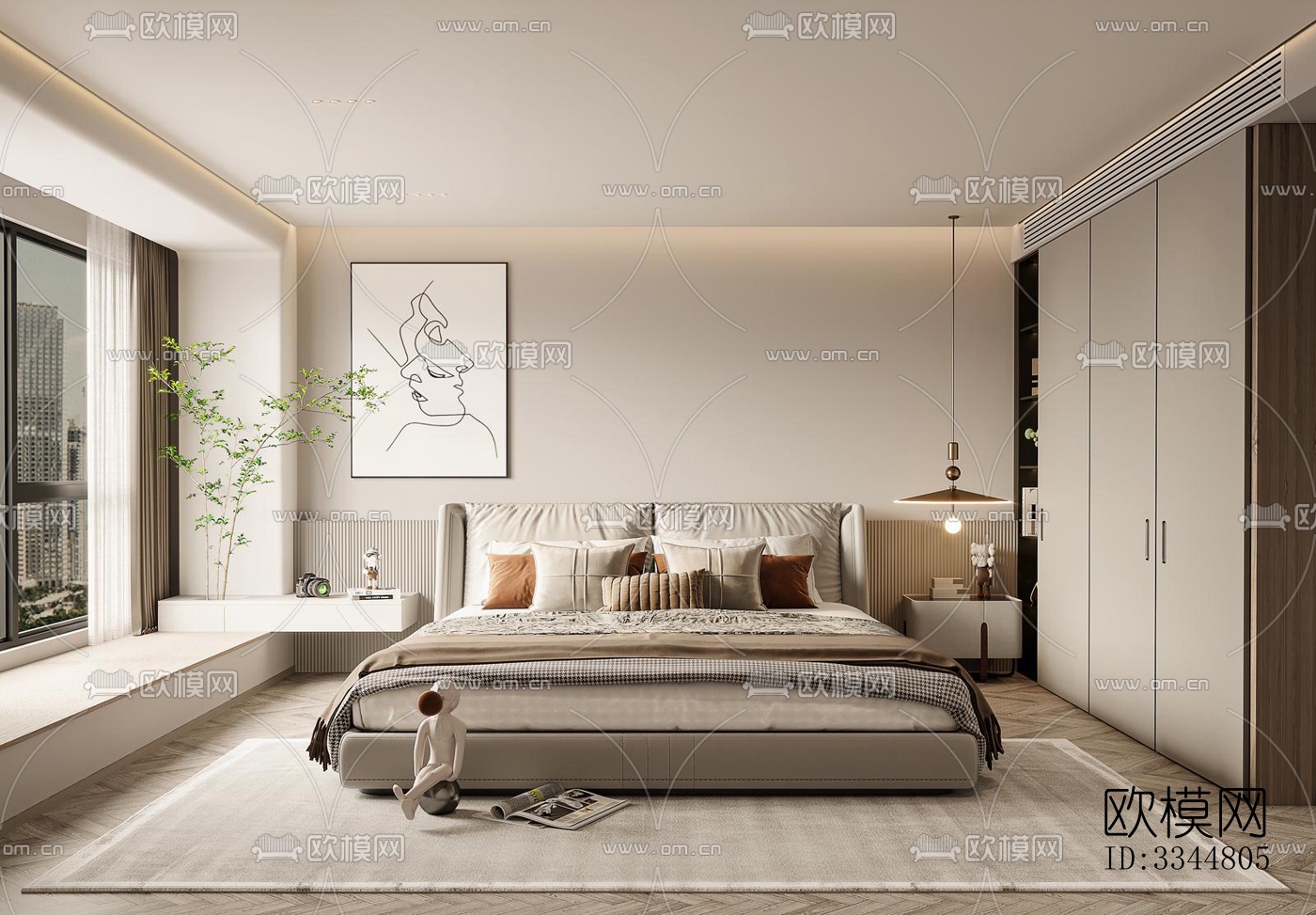 现代卧室效果图下载（渲染图10）