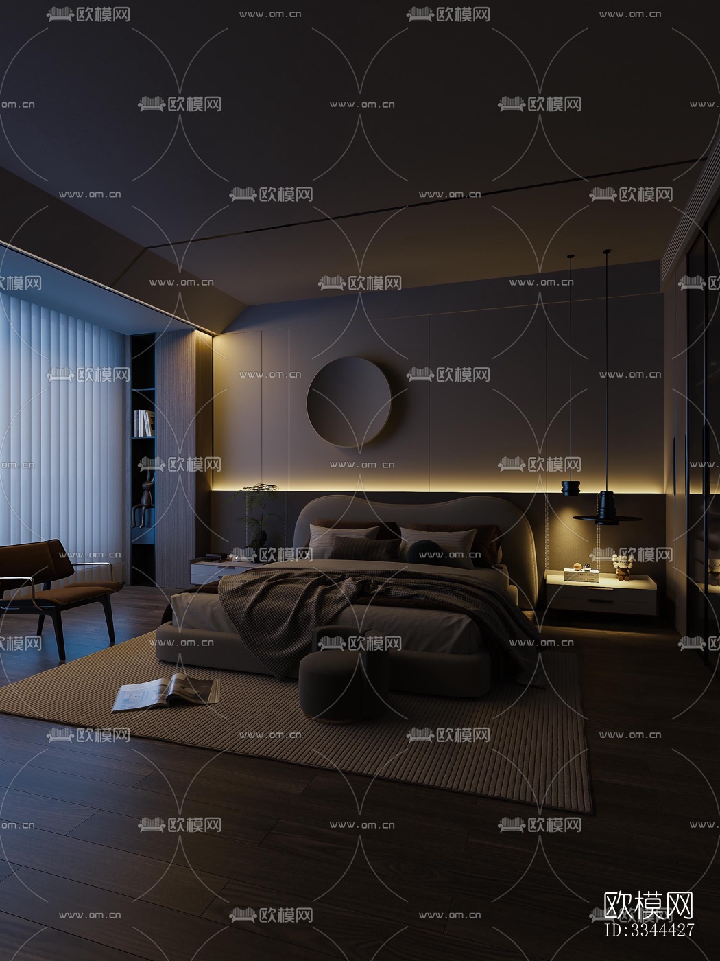 现代卧室效果图下载（渲染图3）