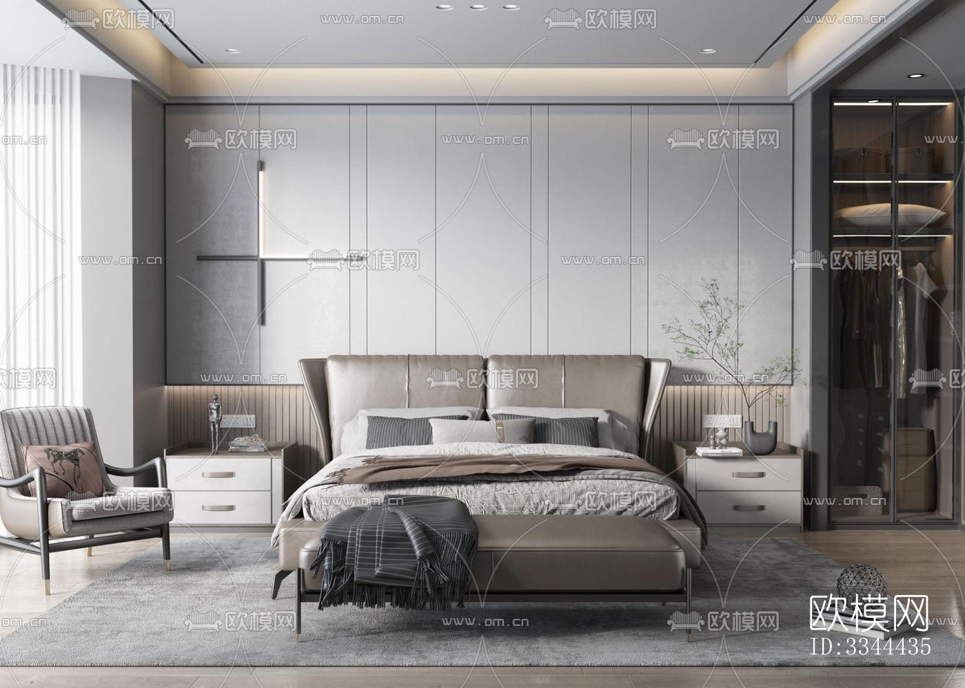 现代卧室效果图下载（渲染图8）