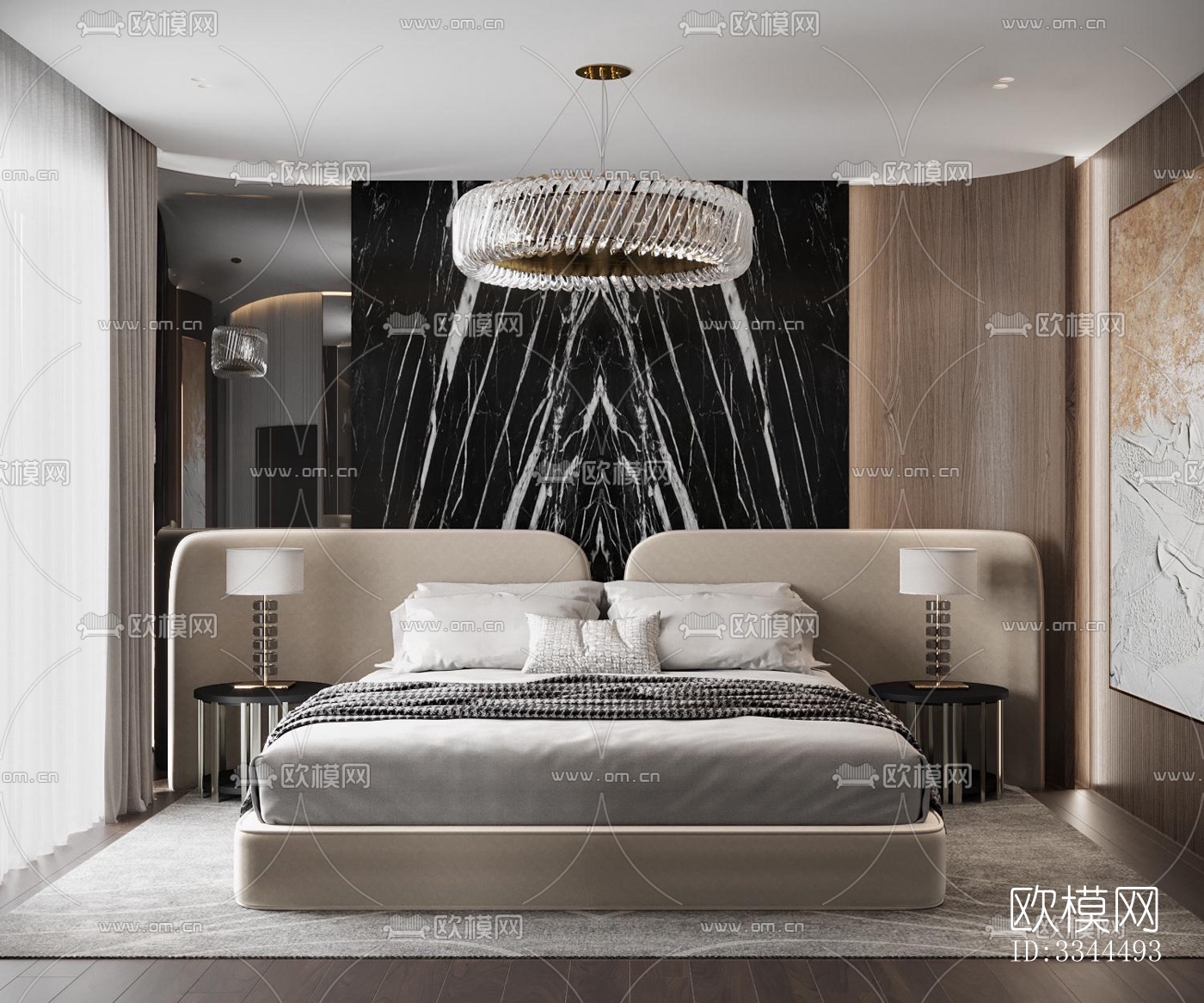 现代卧室效果图下载（渲染图1）