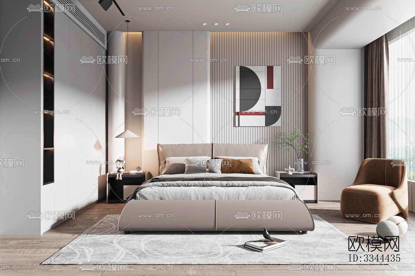 现代卧室效果图下载（渲染图13）