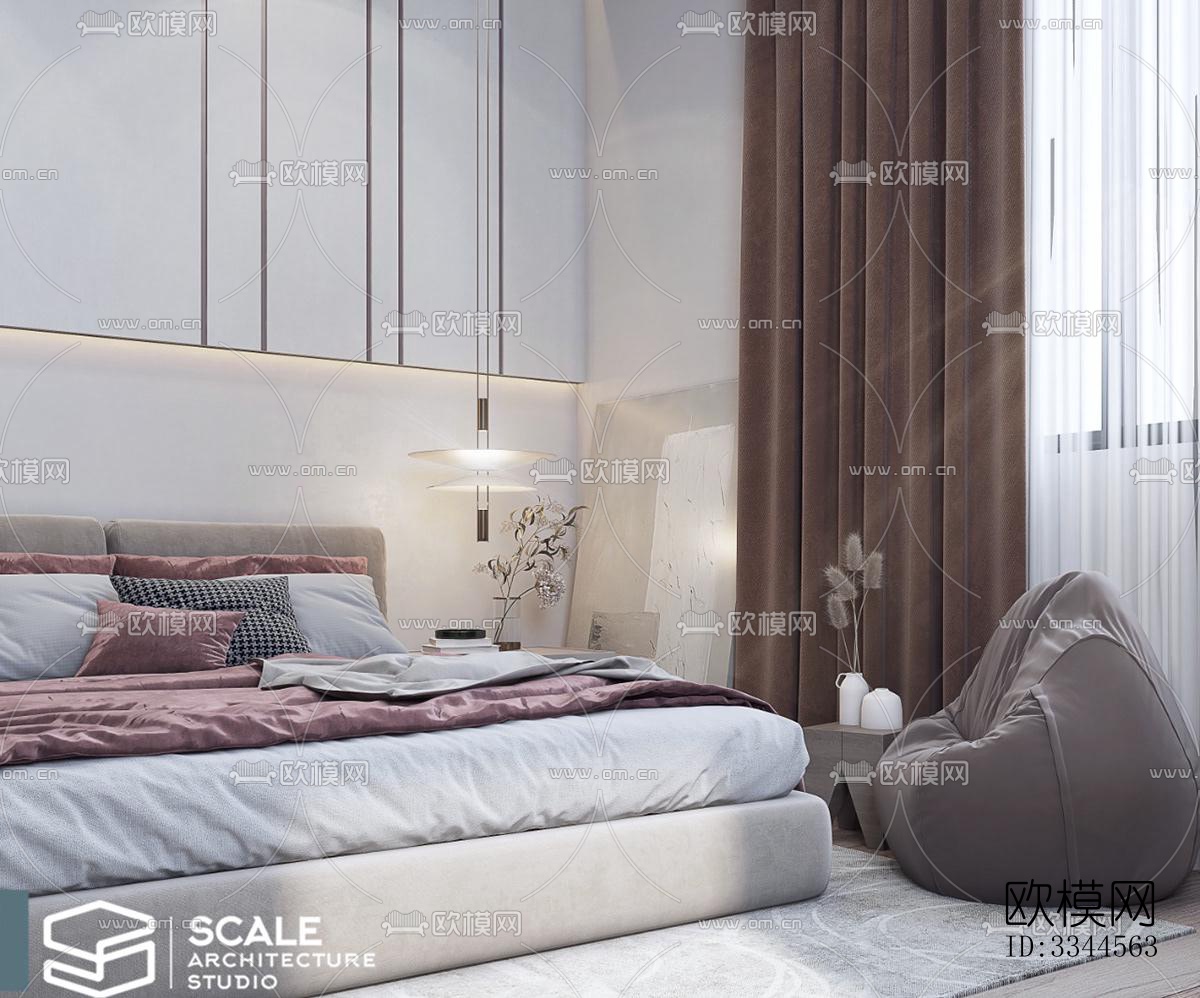 现代卧室效果图下载（渲染图8）