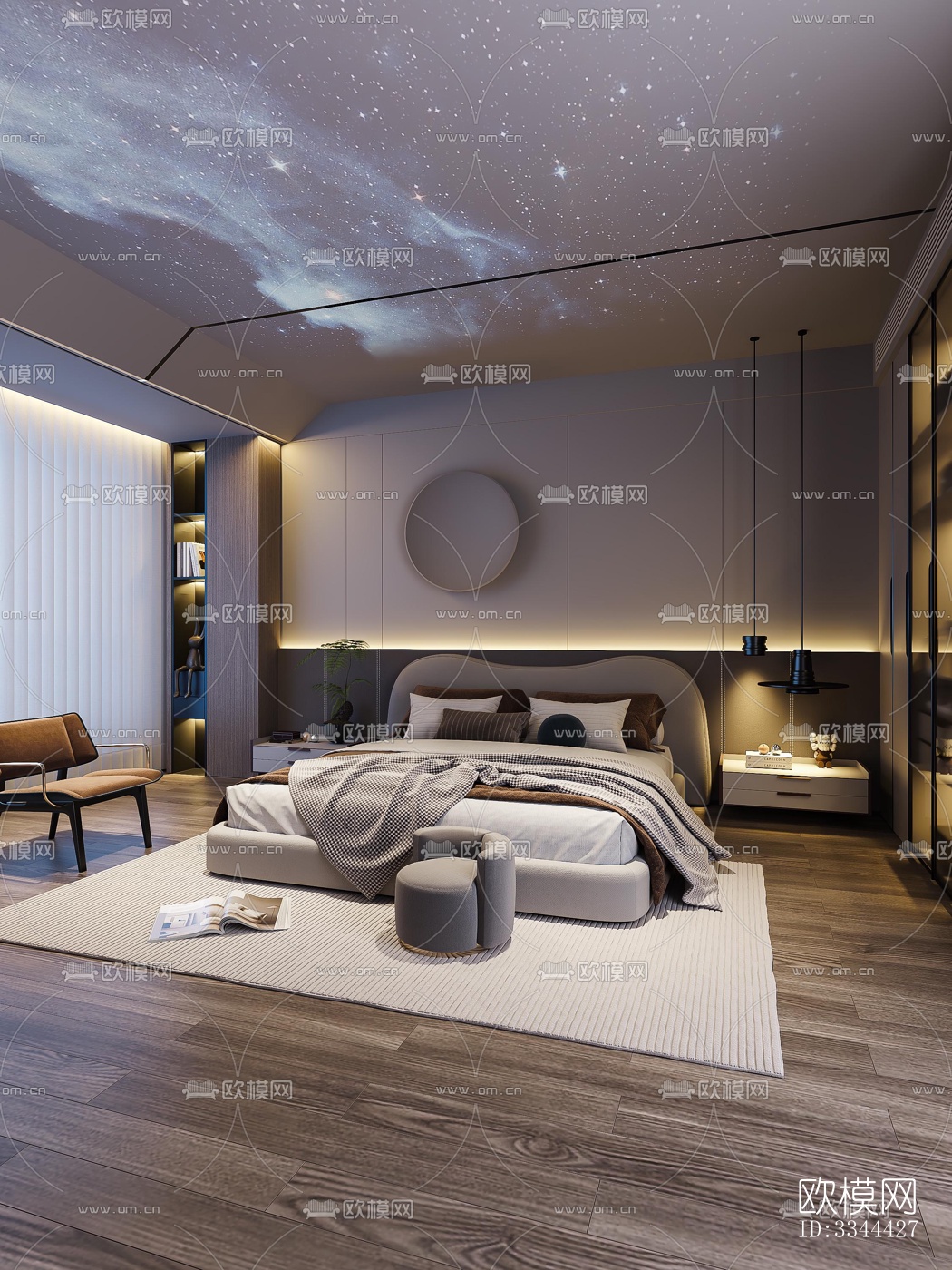 现代卧室效果图下载（渲染图14）