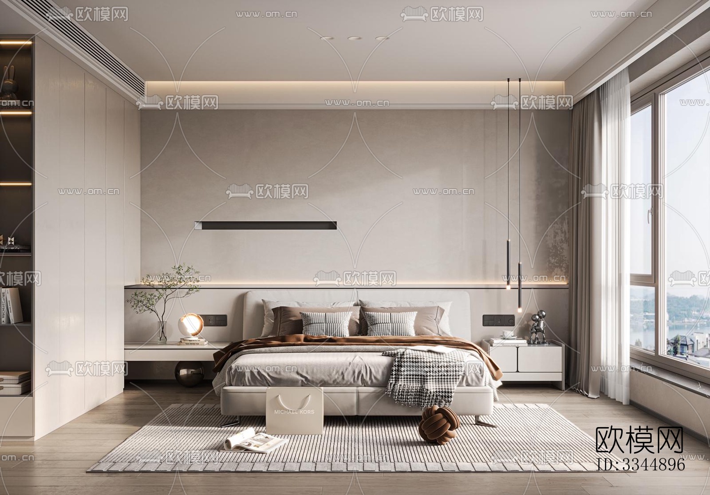 现代卧室效果图下载（渲染图8）