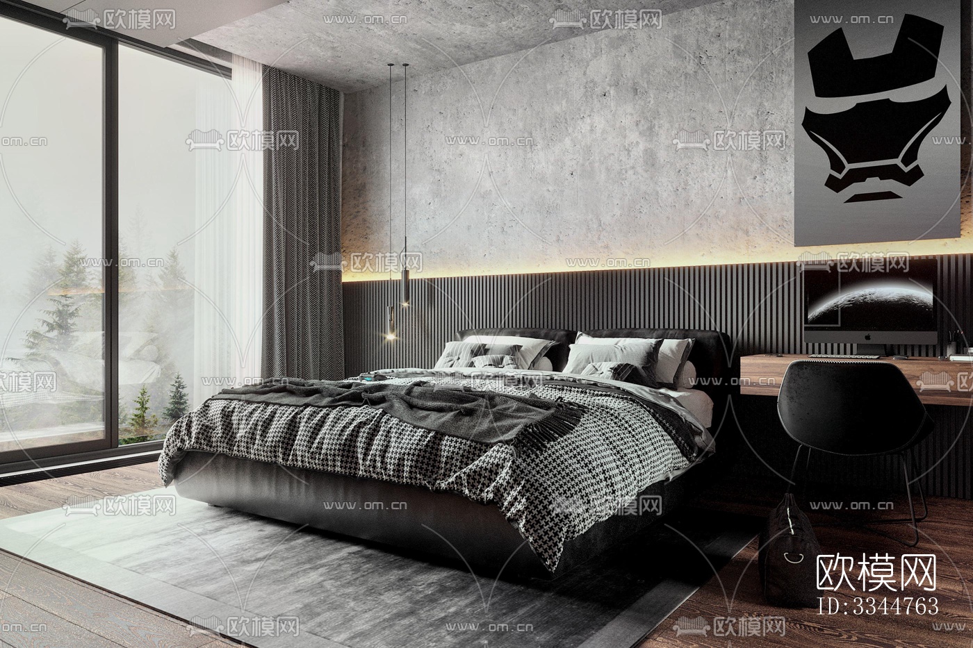 现代卧室效果图下载（渲染图5）