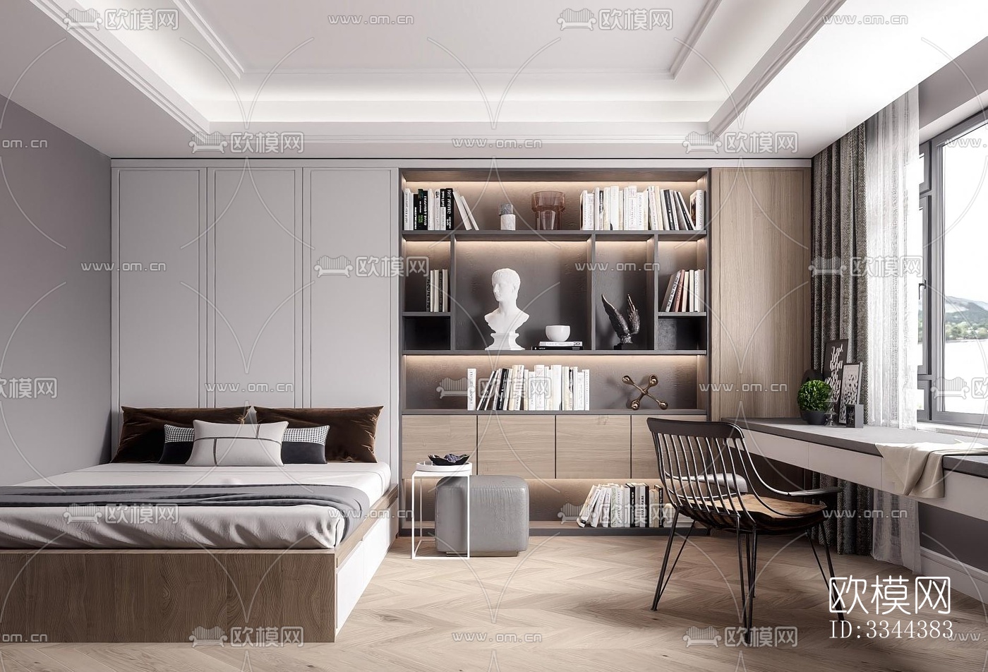 现代卧室效果图下载（渲染图6）