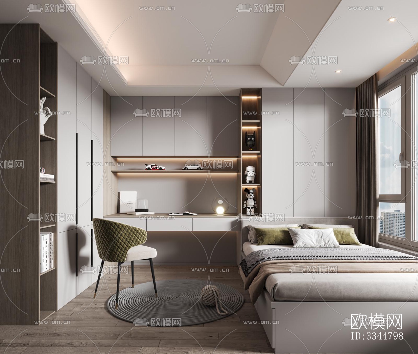 现代卧室效果图下载（渲染图7）