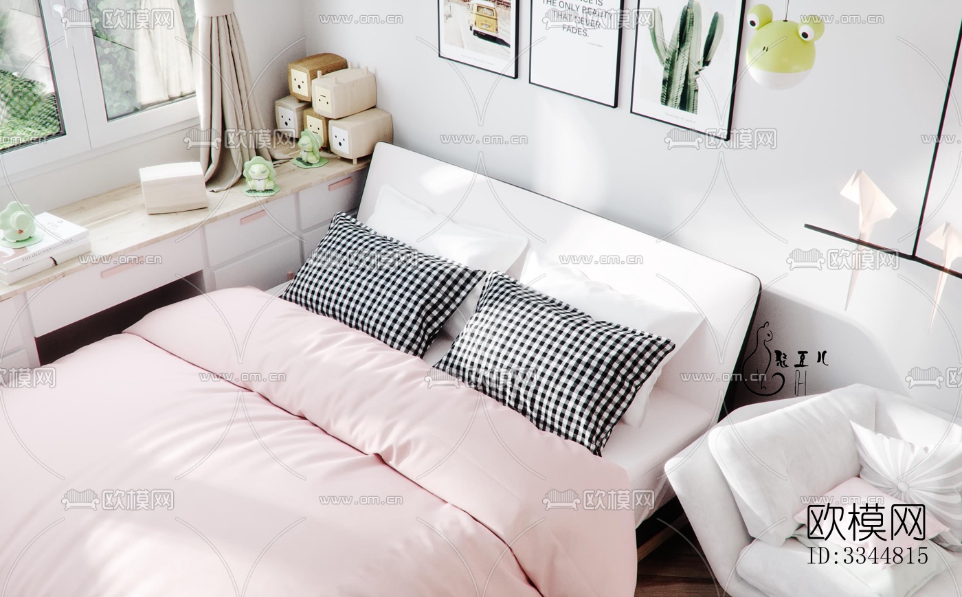 现代卧室效果图下载（渲染图1）