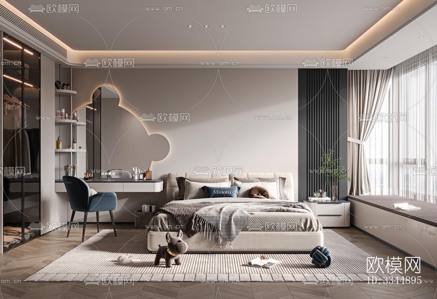 现代卧室效果图下载（渲染图17）