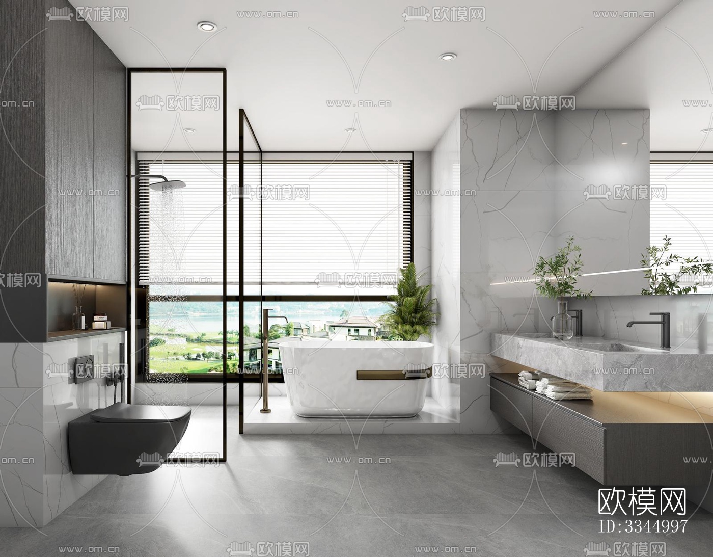 现代卫生间效果图下载（渲染图9）