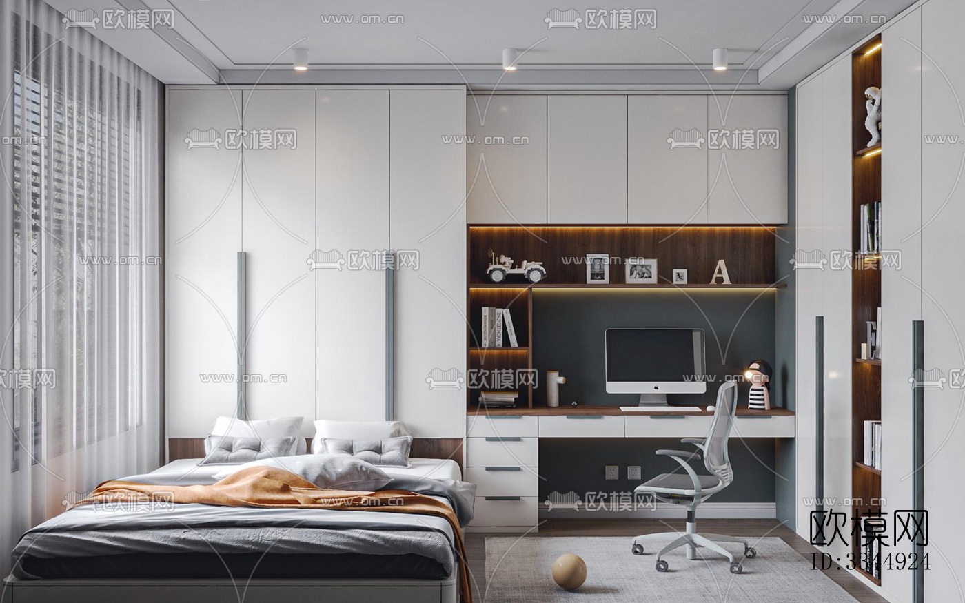 现代卧室效果图下载（渲染图3）