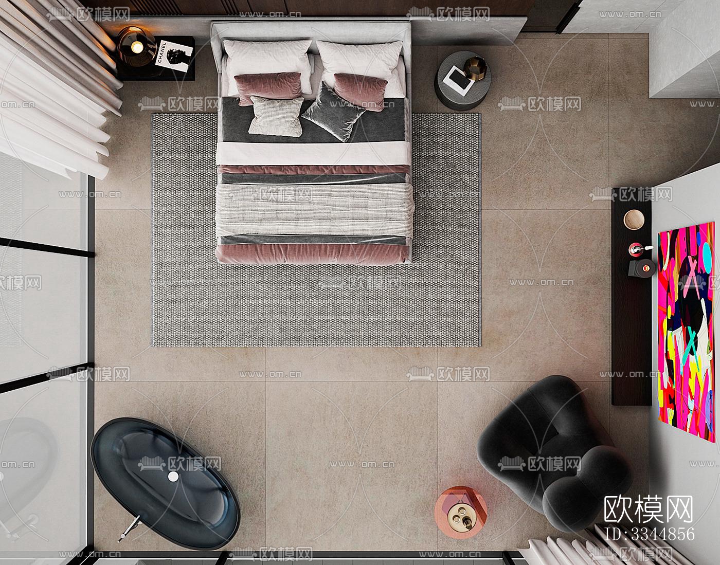 现代卧室效果图下载（渲染图9）