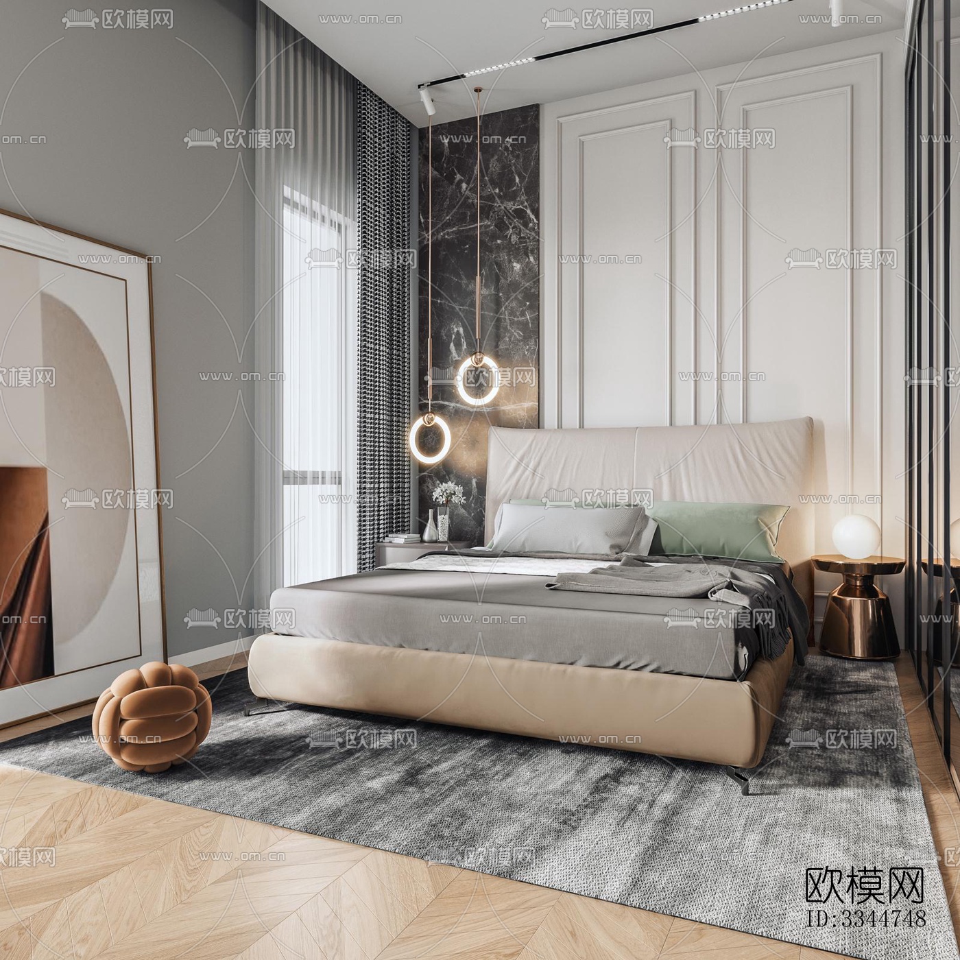 现代卧室效果图下载（渲染图8）