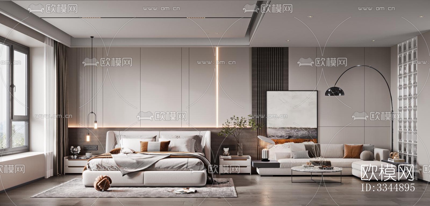 现代卧室效果图下载（渲染图1）