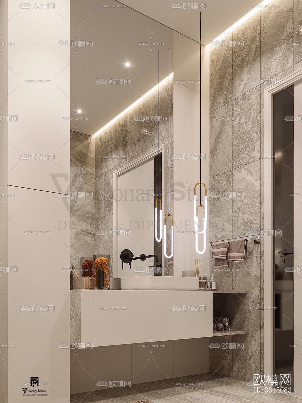 现代卫生间效果图下载（渲染图3）
