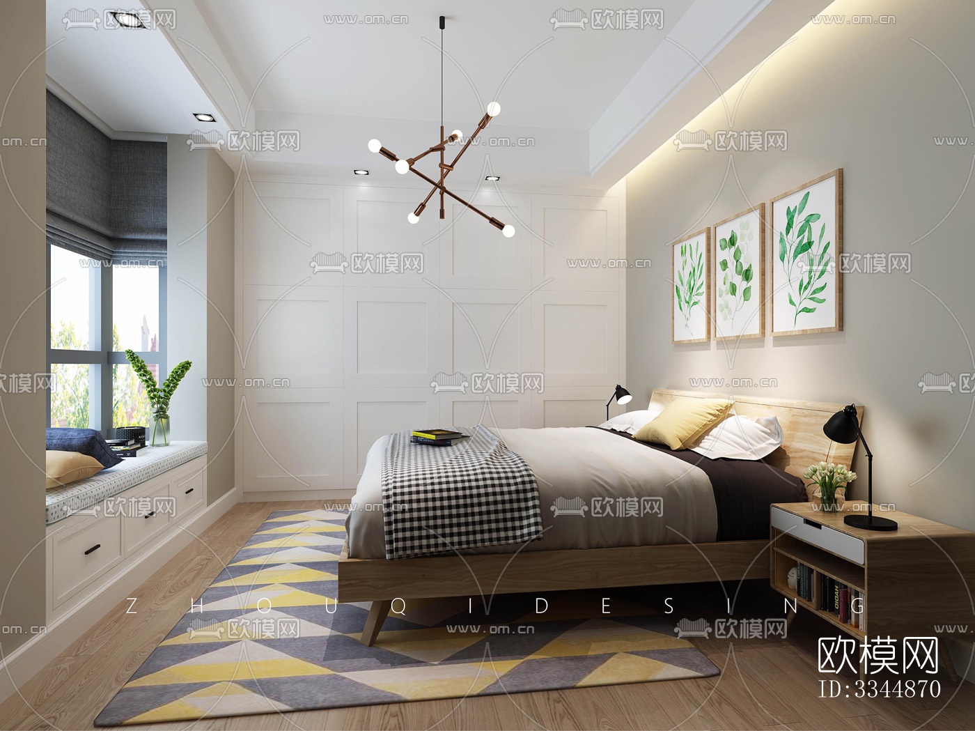 现代卧室效果图下载（渲染图5）