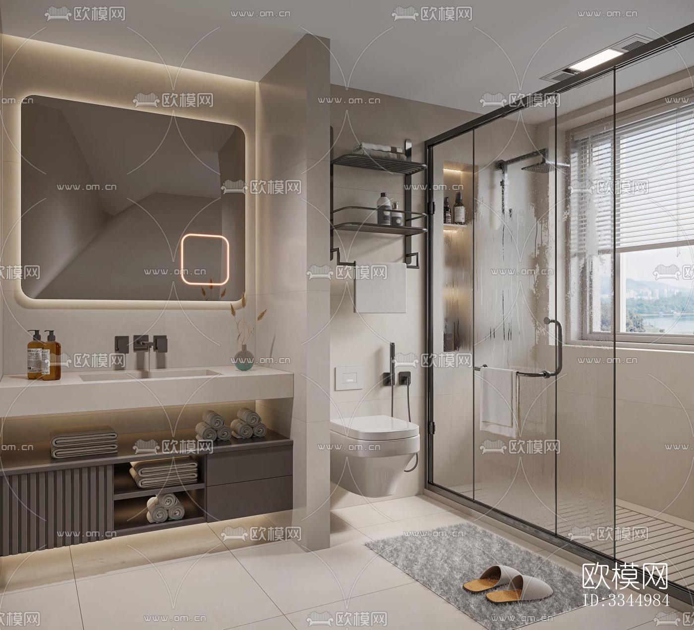 现代卫生间效果图下载（渲染图6）