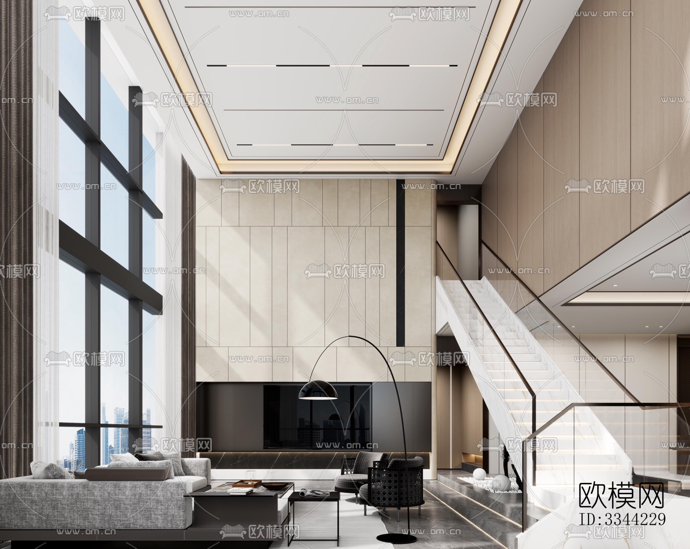 现代别墅效果图下载（渲染图1）