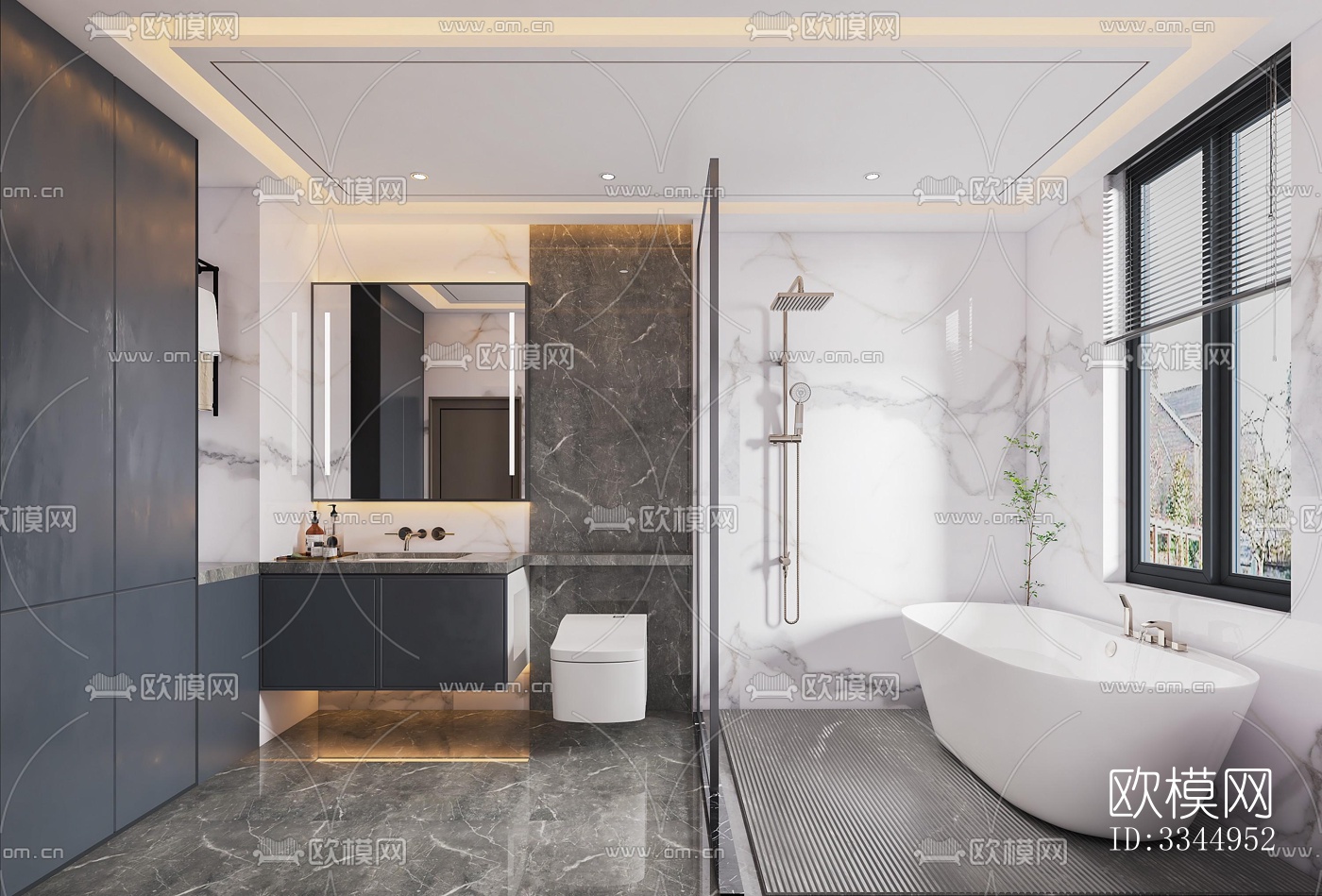 现代卫生间效果图下载（渲染图3）