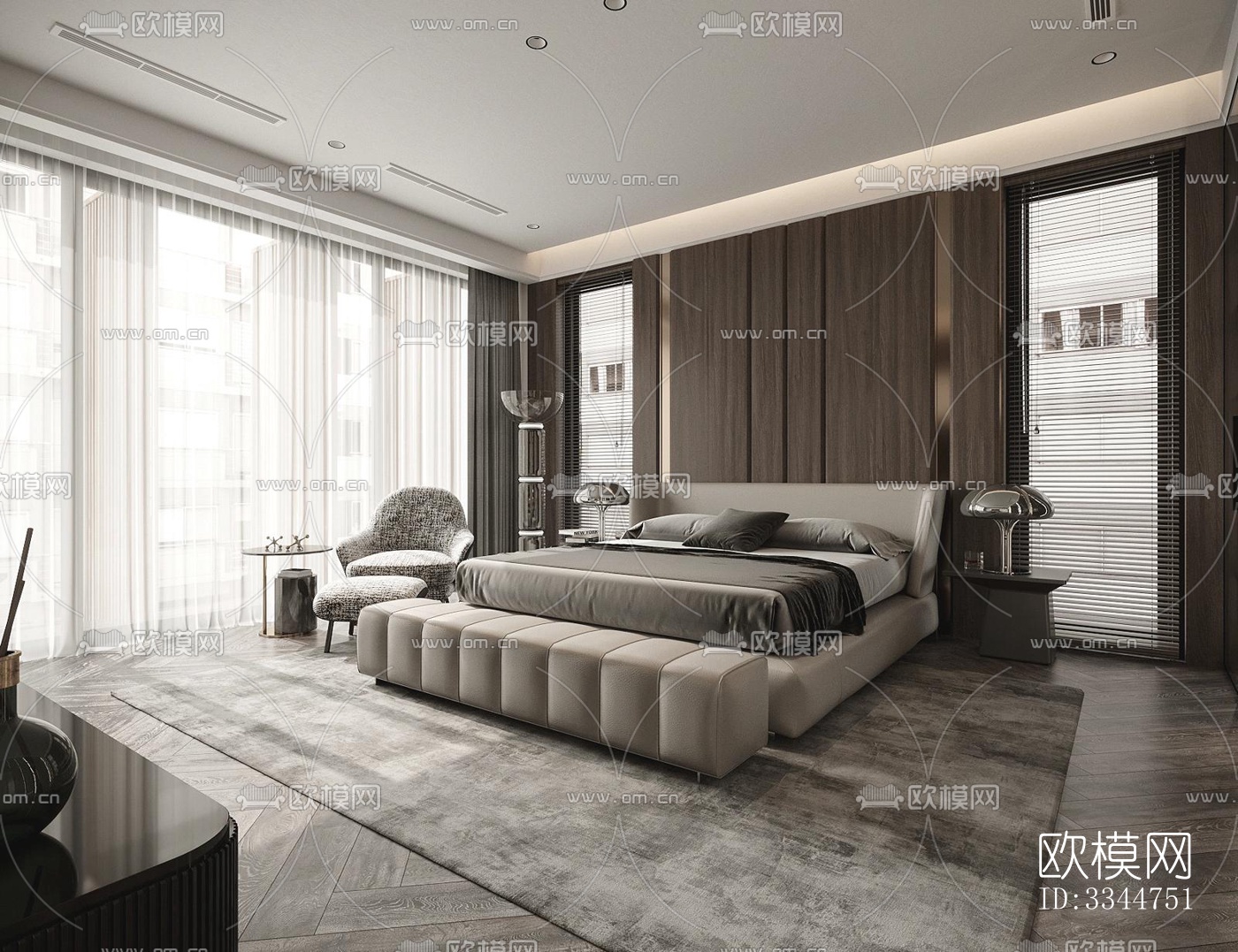现代卧室效果图下载（渲染图2）
