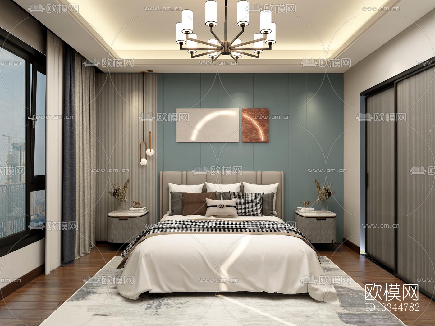 现代卧室效果图下载（渲染图5）