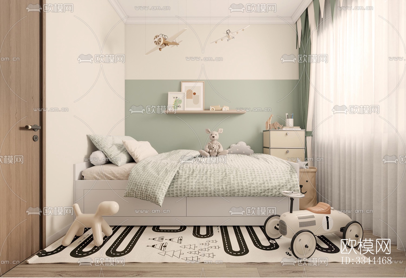 现代卧室效果图下载（渲染图4）