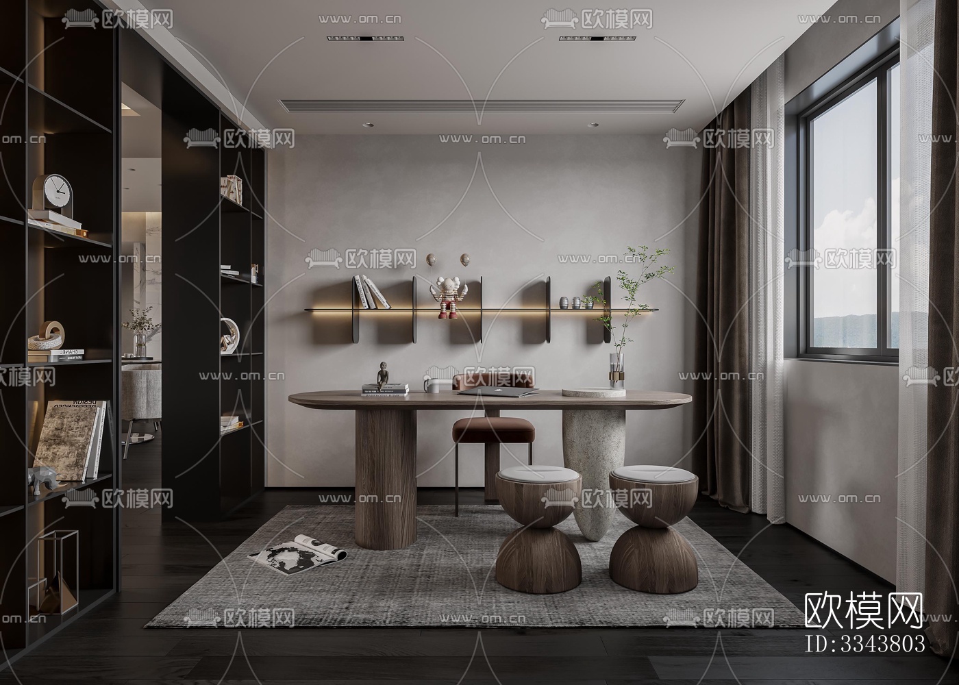 新中式别墅效果图下载（渲染图7）