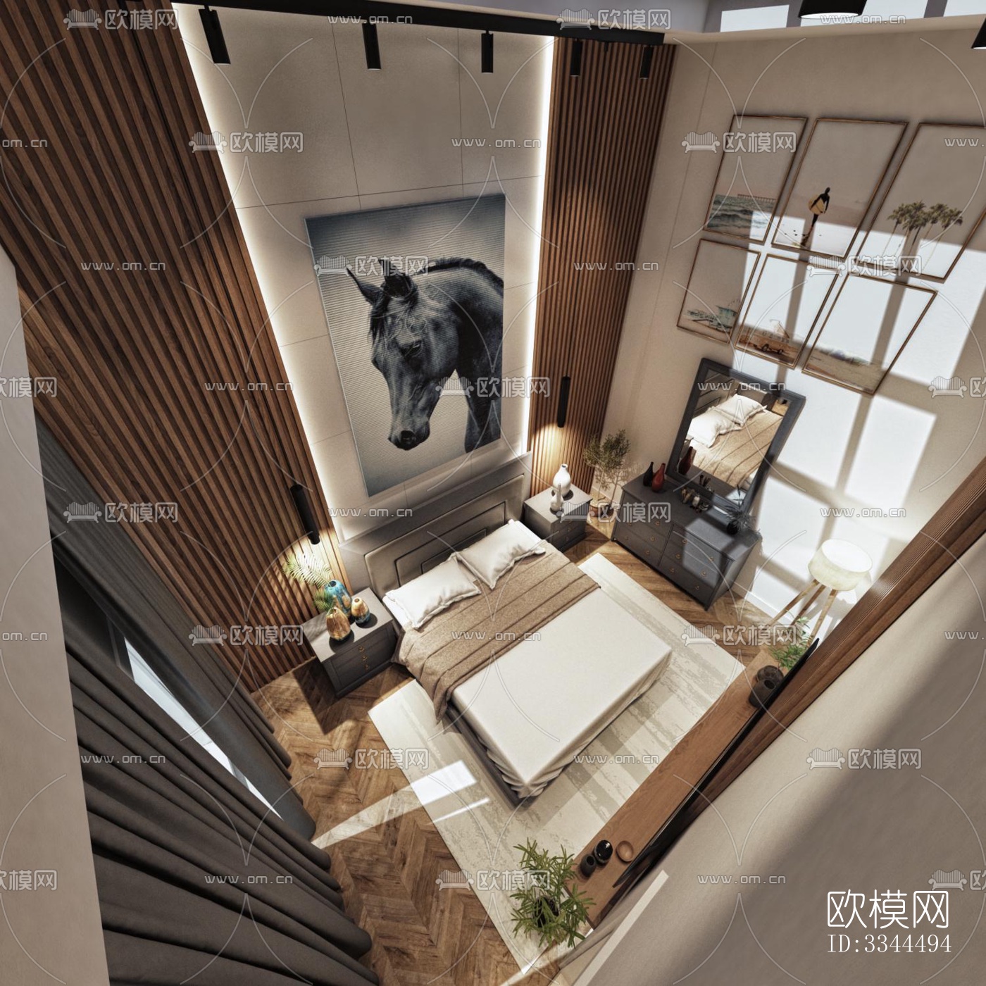 现代卧室效果图下载（渲染图1）