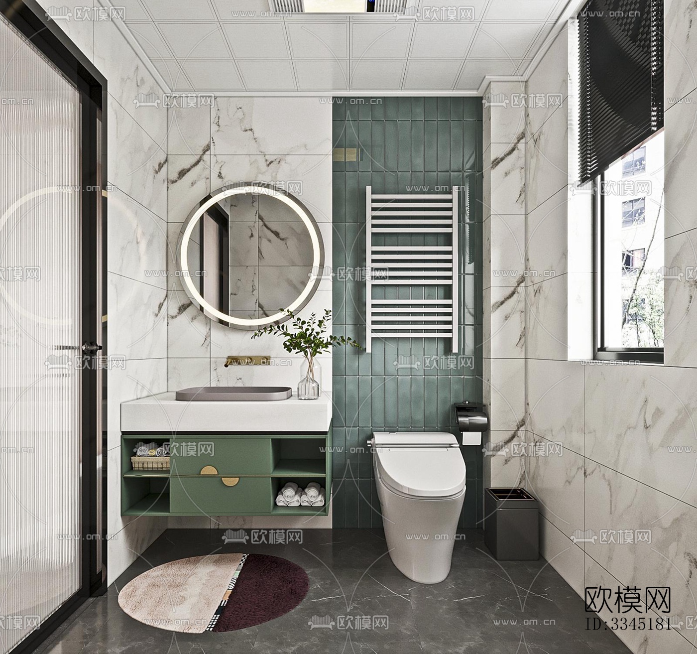 现代卫生间效果图下载（渲染图2）