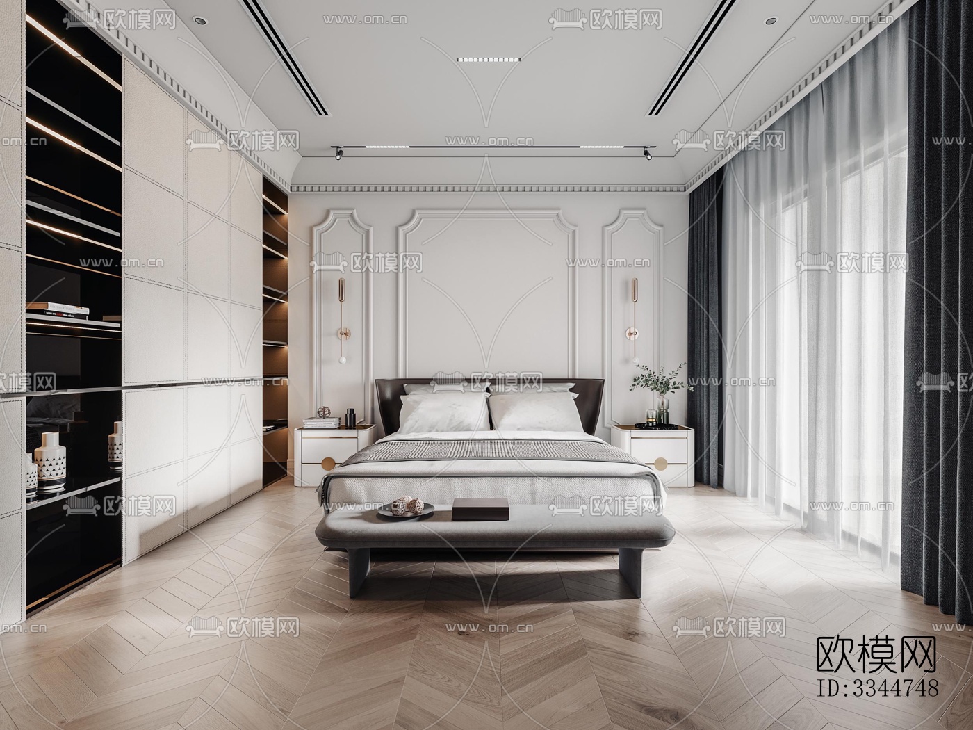现代卧室效果图下载（渲染图6）