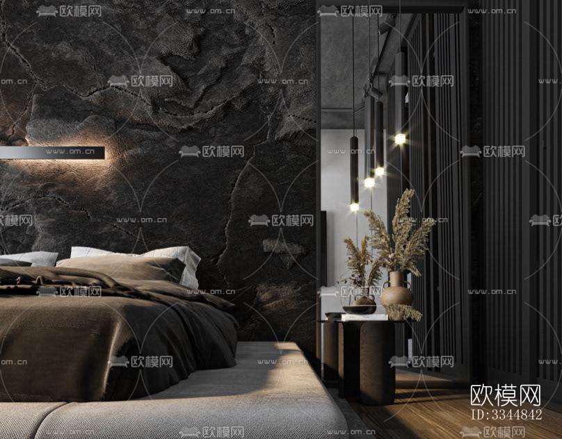 现代卧室效果图下载（渲染图1）