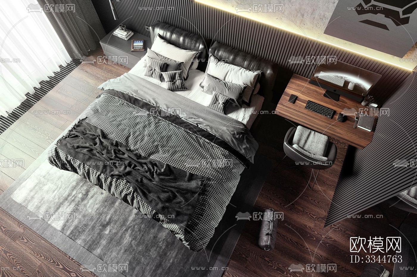 现代卧室效果图下载（渲染图3）