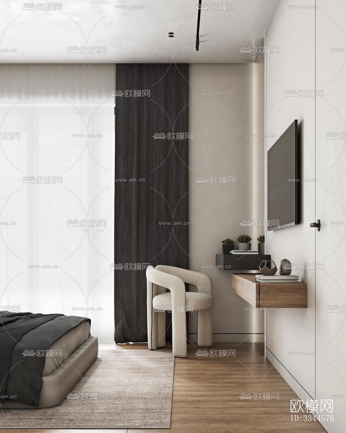 现代卧室效果图下载（渲染图2）