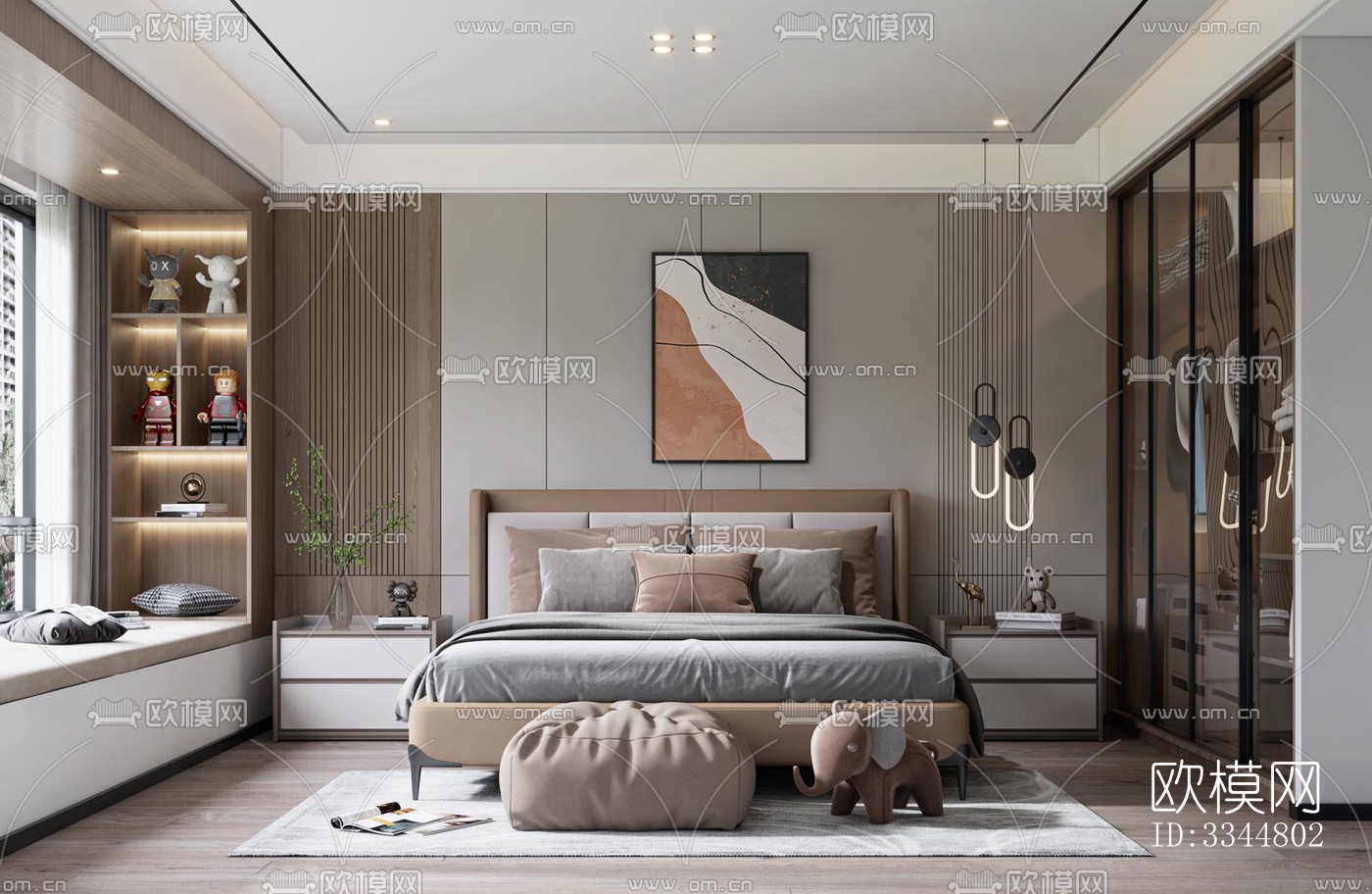 现代卧室效果图下载（渲染图2）