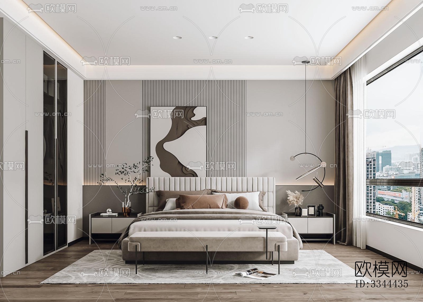 现代卧室效果图下载（渲染图10）