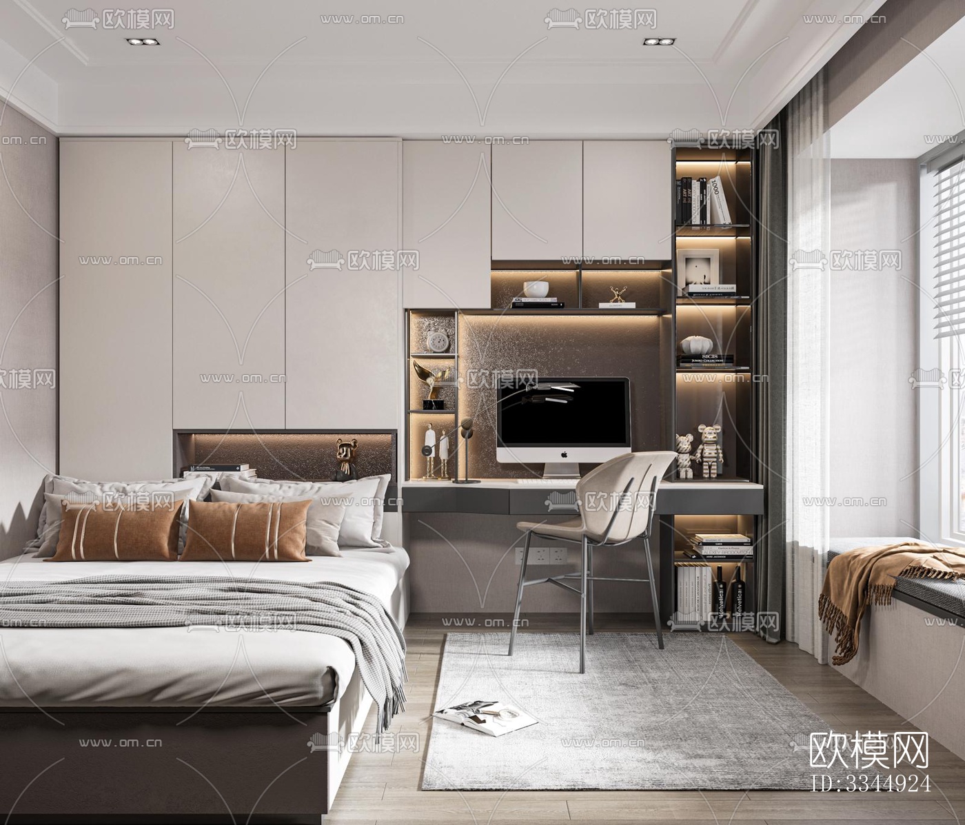 现代卧室效果图下载（渲染图18）