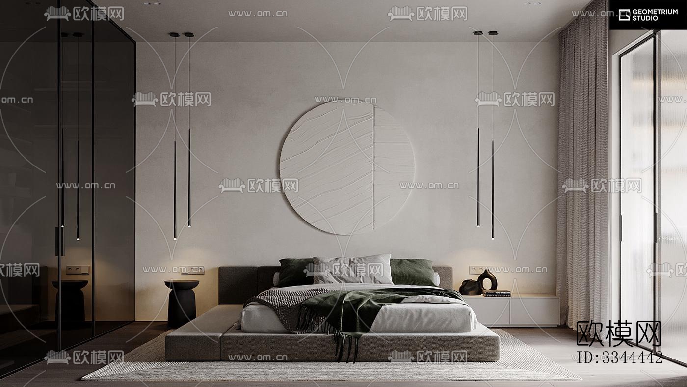 现代卧室效果图下载（渲染图2）
